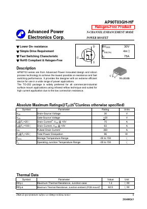 AP90T03GH-HF Datasheet PDF Advanced Power Electronics Corp