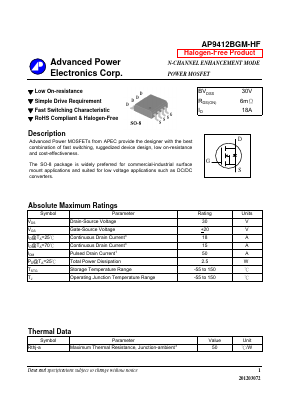 AP9412BGM-HF Datasheet PDF Advanced Power Electronics Corp