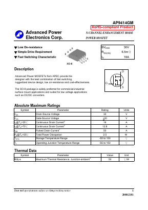 AP9414GM Datasheet PDF Advanced Power Electronics Corp