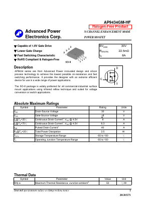 AP9434GM-HF Datasheet PDF Advanced Power Electronics Corp