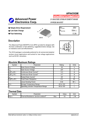AP9435GM Datasheet PDF Advanced Power Electronics Corp