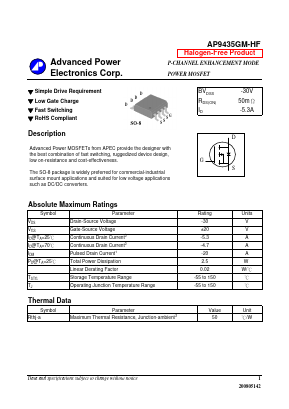 AP9435GM-HF Datasheet PDF Advanced Power Electronics Corp