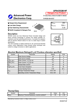 AP9435GM-HF Datasheet PDF Advanced Power Electronics Corp