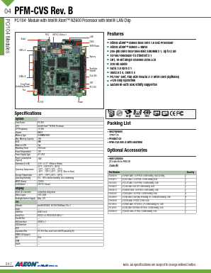 PFM-CVS-B10 Datasheet PDF AAEON Technology