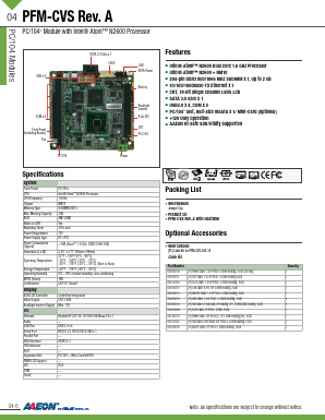 PFM-CVS-A Datasheet PDF AAEON Technology