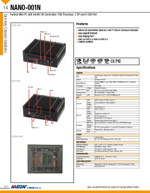 NANO-001N Datasheet PDF AAEON Technology