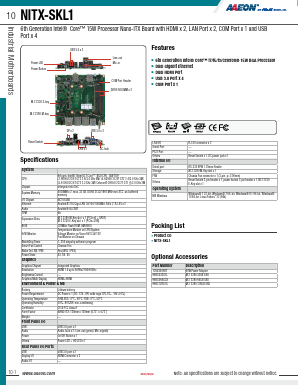 NITX-SKL1-6100-A10 Datasheet PDF AAEON Technology