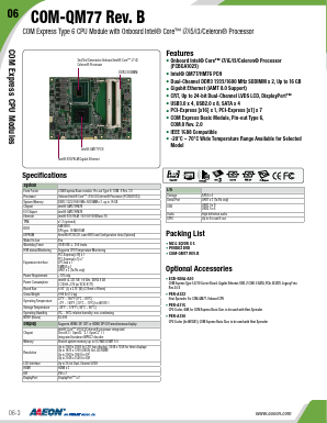 COM-QM77-B Datasheet PDF AAEON Technology