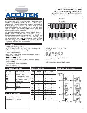 AK5816384G Datasheet PDF ACCUTEK MICROCIRCUIT CORPORATION