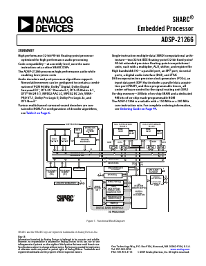 ADSP-21266SKSTZ-2D Datasheet PDF Analog Devices
