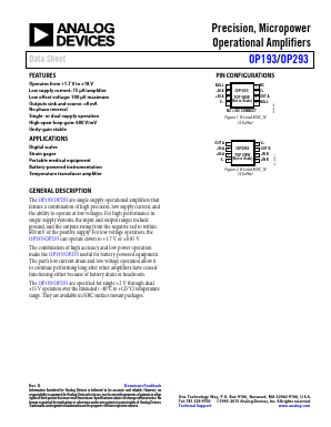OP193FSZ Datasheet PDF Analog Devices