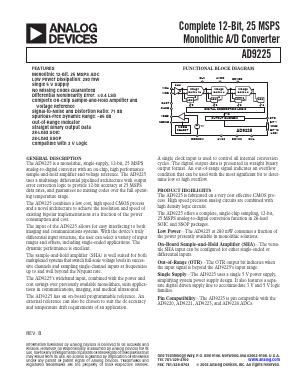 AD9225 Datasheet PDF Analog Devices