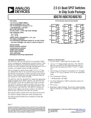 ADG783BCPZ-REEL Datasheet PDF Analog Devices