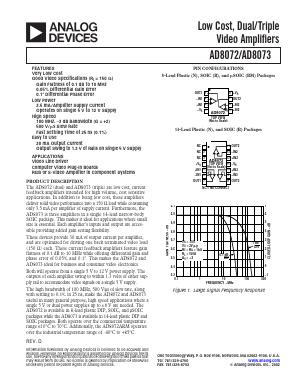 AD8072JR-REEL Datasheet PDF Analog Devices