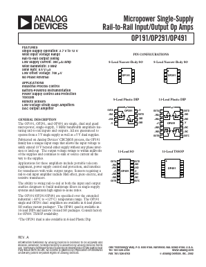 OP291GP Datasheet PDF Analog Devices