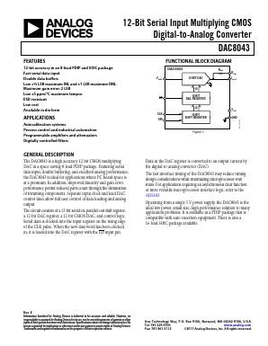 DAC8043FP Datasheet PDF Analog Devices