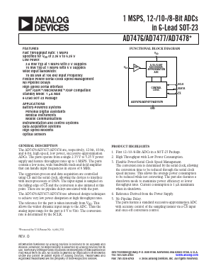 AD7476SRT-REEL Datasheet PDF Analog Devices
