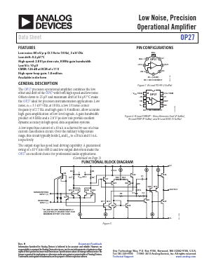 OP27A Datasheet PDF Analog Devices