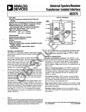 AD2S75SMB Datasheet PDF Analog Devices