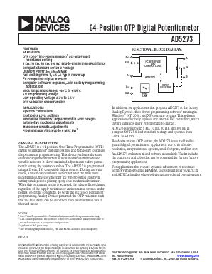 AD5273BRJ1-R2 Datasheet PDF Analog Devices