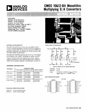 AD7520JN Datasheet PDF Analog Devices