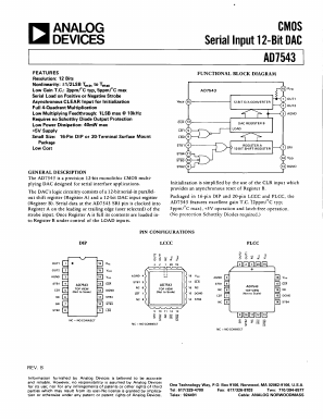 AD7543KP Datasheet PDF Analog Devices