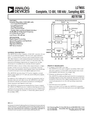 DA7870AJN Datasheet PDF Analog Devices