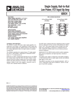 AD824AR-14 Datasheet PDF Analog Devices