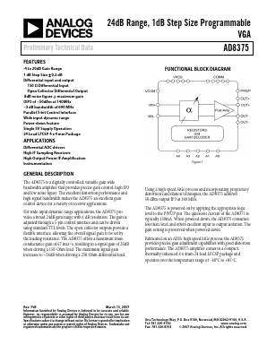 AD8375ACPZ-WP Datasheet PDF Analog Devices