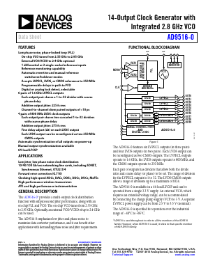 AD9516-0 Datasheet PDF Analog Devices