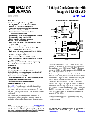 AD9516-4BCPZ-REEL7 Datasheet PDF Analog Devices