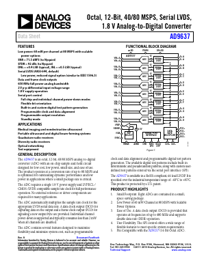 AD9637BCPZ-80 Datasheet PDF Analog Devices