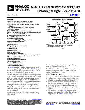 AD9643BCPZ-250 Datasheet PDF Analog Devices