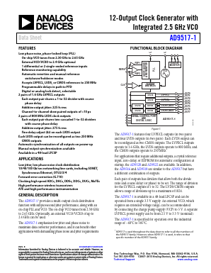 AD9517-1ABCPZ-RL7 Datasheet PDF Analog Devices