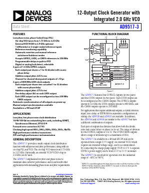 AD9517-3ABCPZ-RL7 Datasheet PDF Analog Devices