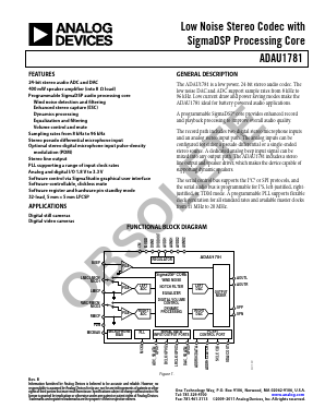 ADAU1781BCPZ Datasheet PDF Analog Devices