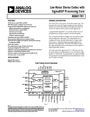 ADAU1781BCPZ-RL7 Datasheet PDF Analog Devices