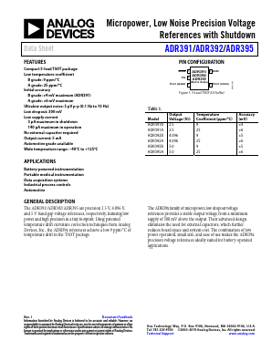 ADR391AUJZ-R2 Datasheet PDF Analog Devices