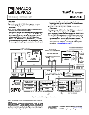 ADSP-21367SKSZ-ENG Datasheet PDF Analog Devices