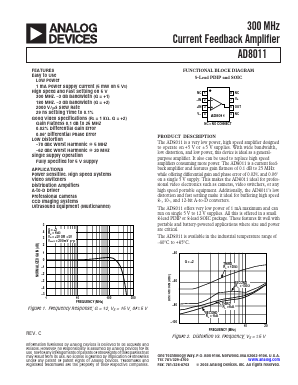AD8011 Datasheet PDF Analog Devices