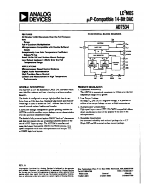 AD7534TQ Datasheet PDF Analog Devices