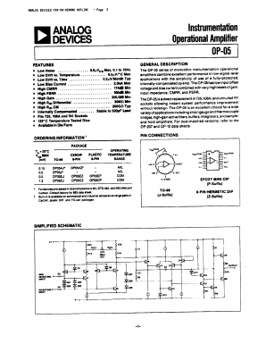 OP-05 Datasheet PDF Analog Devices