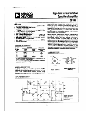 OP-06AJ Datasheet PDF Analog Devices