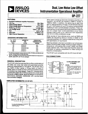 OP-227BY Datasheet PDF Analog Devices