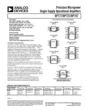 OP727ARUZ-REEL Datasheet PDF Analog Devices