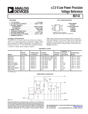 REF43 Datasheet PDF Analog Devices