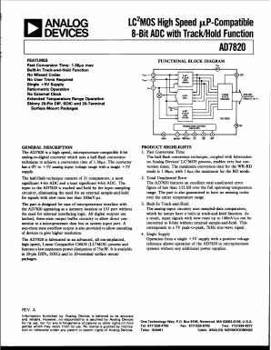 AD7820KP Datasheet PDF Analog Devices