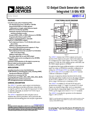 AD9517-4A/PCBZ Datasheet PDF Analog Devices