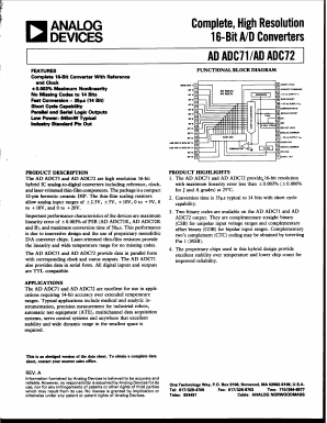 ADADC72BD Datasheet PDF Analog Devices