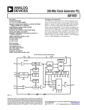 ADF4001BCP Datasheet PDF Analog Devices